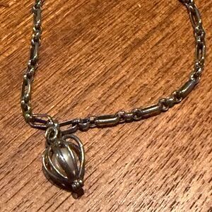 Vintage Sterling Silver with pearl entrapped in a heart bracelet 7.25 inches